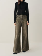 Women's Distressed Wide-Leg Jeans with Whiskering